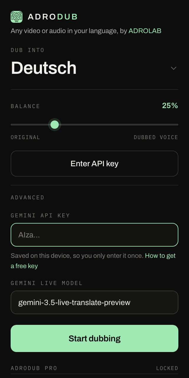ADRODUB, Advanced